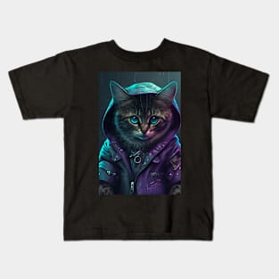 Cool portrait of a Cyber future Cat Kids T-Shirt